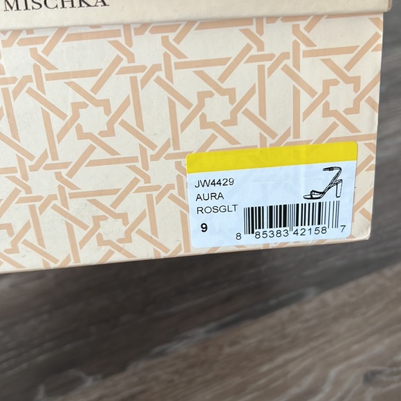 NIB Badgley Mischka Jewel aura rose gold silver rhinestones glitter block heel 9 - Picture 10 of 11